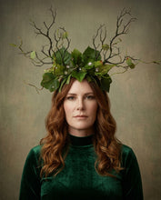 Load image into Gallery viewer, Dark Green Branch Horn Mix Leaves Rhinestones bling Vine Nymph Forest Horn Headdress Headwear Antlers Green Elf Halloween Costume【NALUMI】