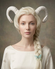 Load image into Gallery viewer, White Horn Demon Angel Nymph Ram Horn Headdress Diablo Sheep Costume