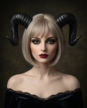 Load image into Gallery viewer, Plain Black Huge Horn Forest Gothic Demon Nymph Ram Horn Headdress Headband Punk Evil sheep Diablo Photography Cosplay【NALUMI】