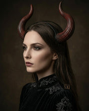 Load image into Gallery viewer, Black Red Horn Forest Gothic Demon Nymph Ram Horn Headdress Headband Punk Evil Diablo Photography Cosplay【NALUMI】