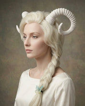 Load image into Gallery viewer, White Horn Demon Angel Nymph Ram Horn Headdress Diablo Sheep Costume