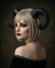 Load image into Gallery viewer, Plain Black Huge Horn Forest Gothic Demon Nymph Ram Horn Headdress Headband Punk Evil sheep Diablo Photography Cosplay【NALUMI】