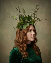Load image into Gallery viewer, Dark Green Branch Horn Mix Leaves Rhinestones bling Vine Nymph Forest Horn Headdress Headwear Antlers Green Elf Halloween Costume【NALUMI】