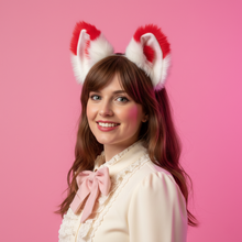 Load image into Gallery viewer, Cat ears Kitty Headwear White/Red Furry Animal Headband Costume Fox Ears
