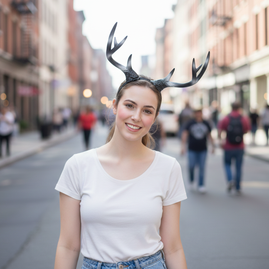 Antlers Reindeer black white Christmas Horn Demon Nymph Horn Headdress Wizard Costume Large