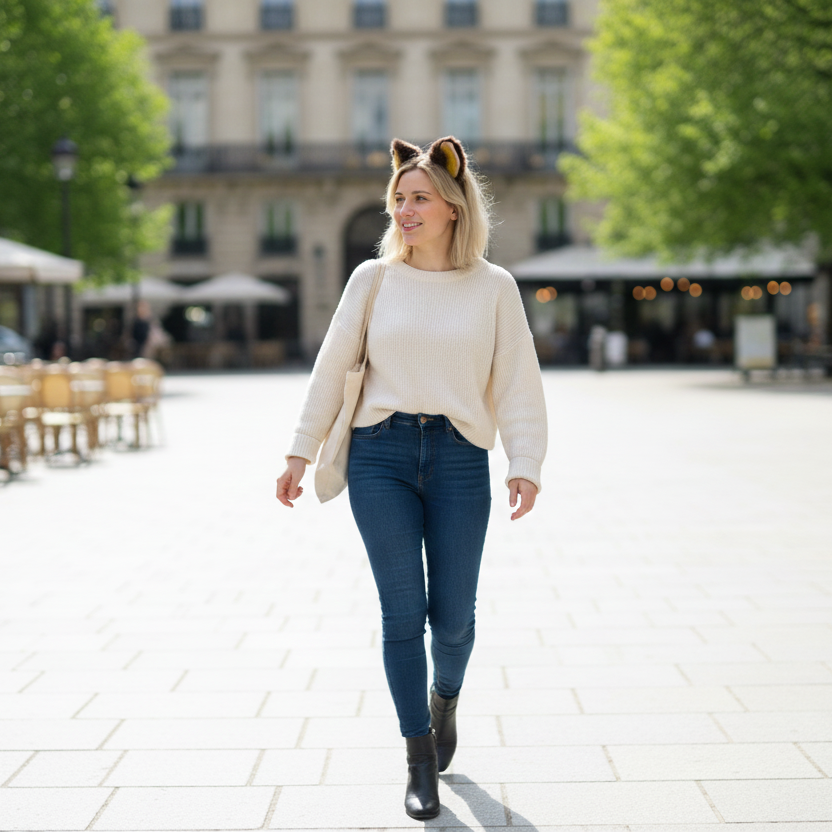 Big Cat ears Kitty Cosplay Headwear Brown Furry Yellow Fur Inside Animal Headband Costume
