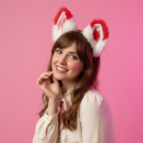 Cat ears Kitty Headwear White/Red Furry Animal Headband Costume Fox Ears