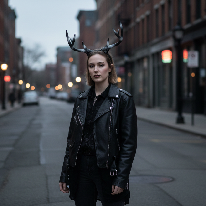 Antlers Reindeer black white Christmas Horn Demon Nymph Horn Headdress Wizard Costume Large