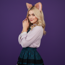 Load image into Gallery viewer, Cat ears Kitty Headwear Flesh Pink Dusty Pink Furry Animal Headband Costume Bow Bells Twinkle