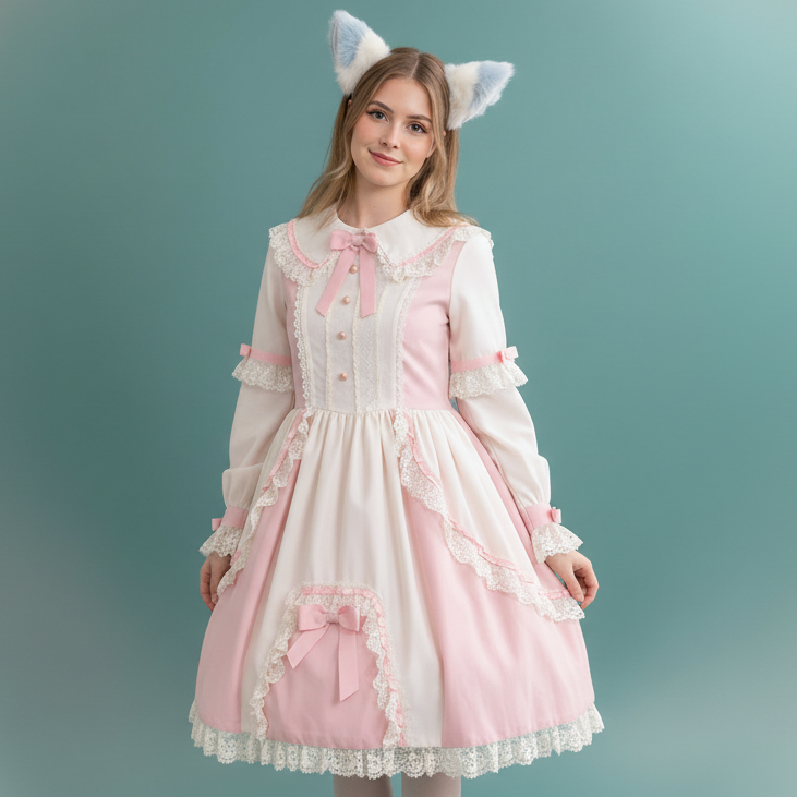 Light Blue And White Furry Cat Ears KItty Cute Costume Hairclip Headband 【NALUMI】