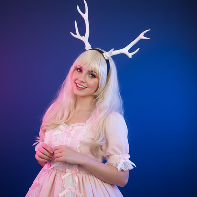 Antlers Reindeer White Horn Demon Nymph Horn Headdress Christmas Wizard Costume（Big）