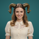 Black Gold Huge Horn Forest Gothic Demon Nymph Ram Horn Headdress Headband Punk Evil sheep Diablo Photography Cosplay【NALUMI】
