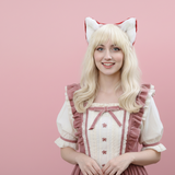 Red White Cat ears Kitty kitten Cosplay Anime Headwear Long Mix Furry Animal Hair clip Hairpin Costume Natural Simulation