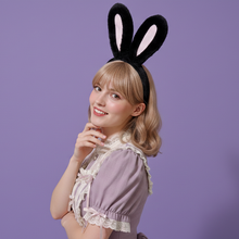 Load image into Gallery viewer, Bunny ears Rabbit Soft Thick Fur Baby Headwear Black Pink Furry Animal Headband Costume Bow Bells  Easter NALUMI