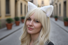 Load image into Gallery viewer, Cat ears Kitty Headwear White Furry Animal Headband Costume Bow Bells morning