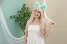 Load image into Gallery viewer, Big Cat ears Kitty Cosplay Headwear Tender Green Furry White Inside Animal Headband Costume