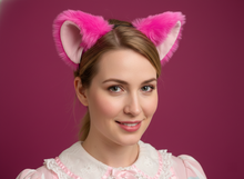 Load image into Gallery viewer, Cat ears Kitty Headwear Purple Pink Inside Furry Animal Headband Costume Bow Bells