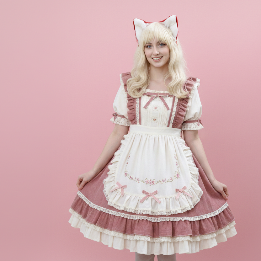 Red White Cat ears Kitty kitten Cosplay Anime Headwear Long Mix Furry Animal Hair clip Hairpin Costume Natural Simulation