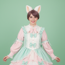 Load image into Gallery viewer, Cat ears Kitty Headwear White Furry Beige inside Animal Headband Costume Bow Bells