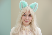 Load image into Gallery viewer, Big Cat ears Kitty Cosplay Headwear Tender Green Furry White Inside Animal Headband Costume
