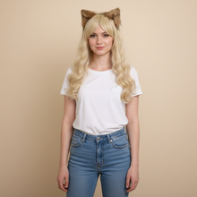 Load image into Gallery viewer, Mix Brown Cat ears Kitty kitten Cosplay Anime Headwear Long Mix Furry Animal Hair clip Hairpin Costume Natural Simulation