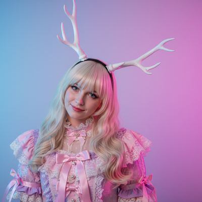 Antlers Reindeer White Horn Demon Nymph Horn Headdress Christmas Wizard Costume（Big）