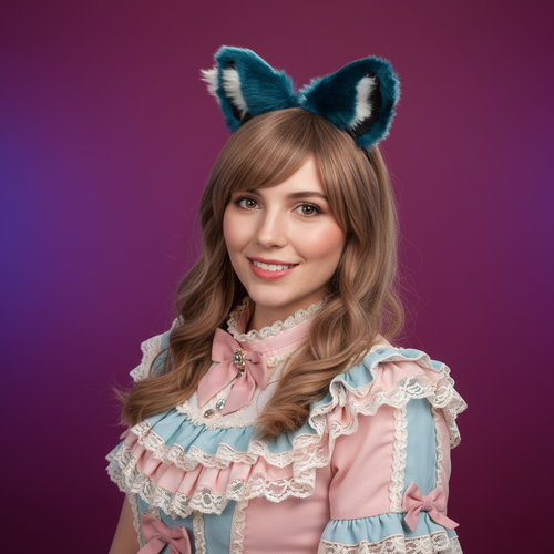 Cat ears Kitty Cosplay Headwear Dark Blue Furry White Fur Inside Animal Headband Costume