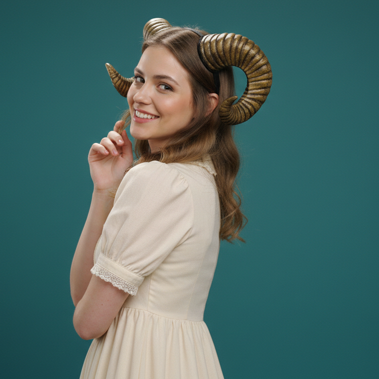 Black Gold Huge Horn Forest Gothic Demon Nymph Ram Horn Headdress Headband Punk Evil sheep Diablo Photography Cosplay【NALUMI】