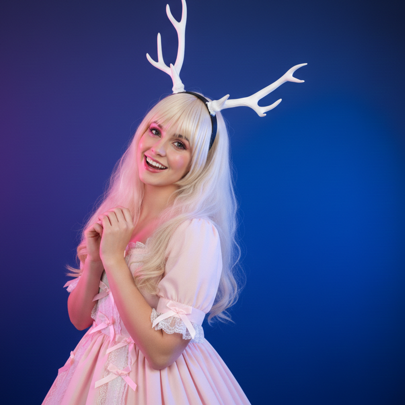 Antlers Reindeer White Horn Demon Nymph Horn Headdress Christmas Wizard Costume（Big）