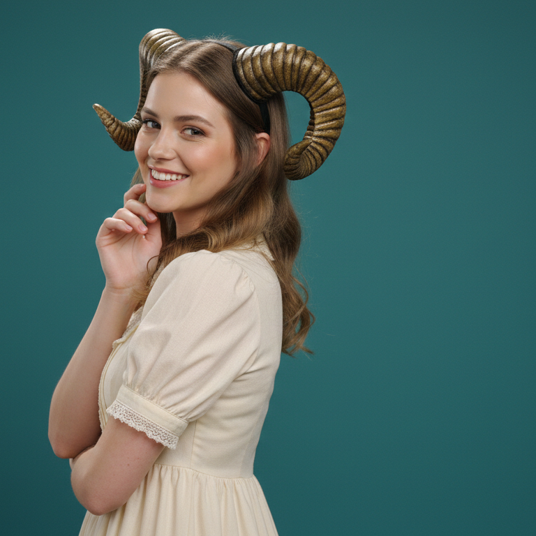 Black Gold Huge Horn Forest Gothic Demon Nymph Ram Horn Headdress Headband Punk Evil sheep Diablo Photography Cosplay【NALUMI】