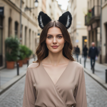 Load image into Gallery viewer, Big Cat ears Kitty Cosplay Headwear Black Gray Furry Gray Fur Inside Animal Headband Costume